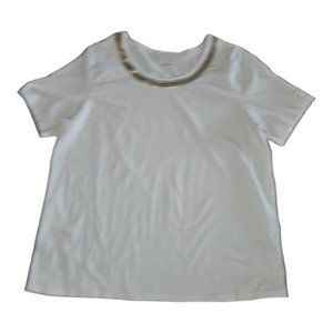 Catherines Women's Top 0X 14/16W Scoop Neck Short Sleeve White